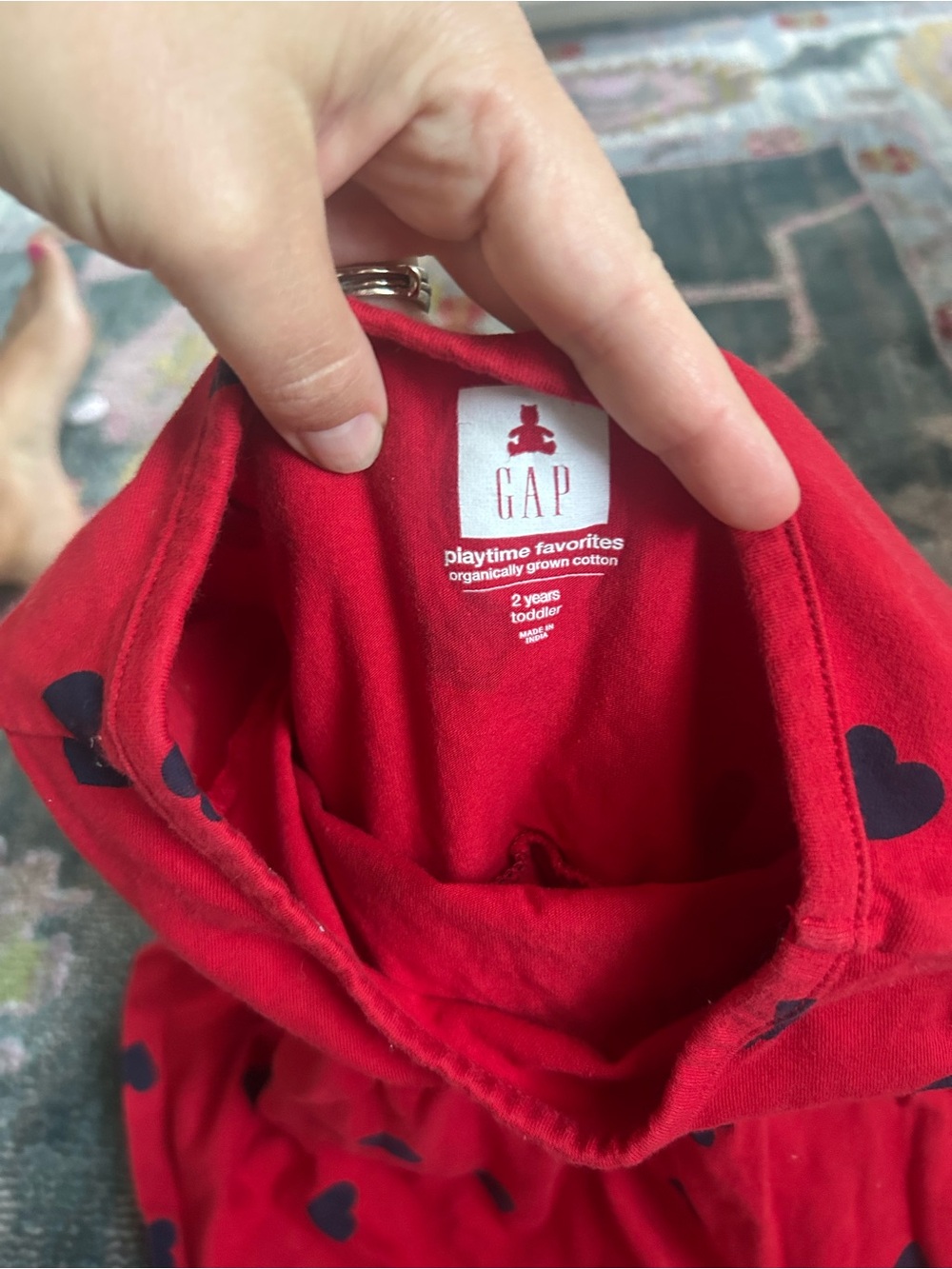 Gap Girls' Red Heart Print Long-Sleeve Dress - Picture 3 of 3